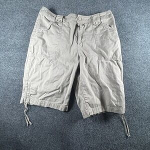 Caribbean Joe Short Womens 35x12.5‎ Khaki Cotton Hem Drawstring Outdoor Hiking